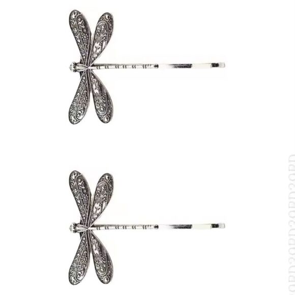 New ZARA Silver Dragonfly Hair Clips - Picture 5 of 8